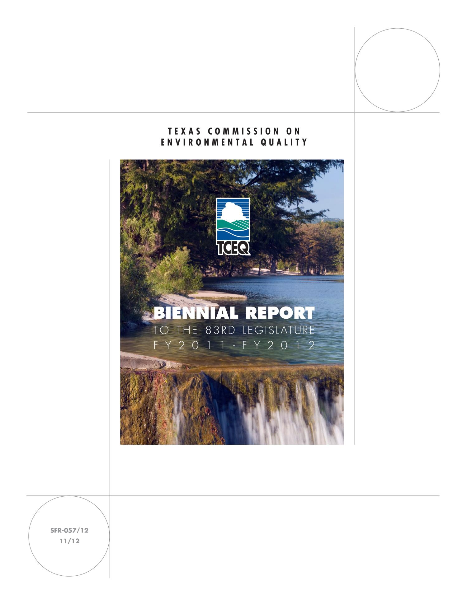 Biennial Report to the 83rd Texas Legislature: Texas Commission on Environmental Quality
                                                
                                                    Title Page
                                                