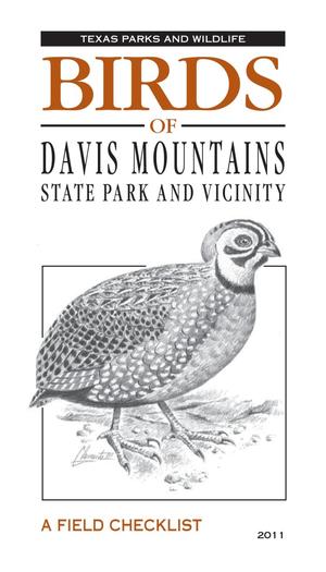 Primary view of object titled 'Birds of Davis Mountains State Park and Vicinity :  A Field Checklist'.