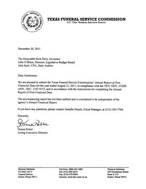 Texas Funeral Service Commission Annual Report of Non-Financial Data: 2011