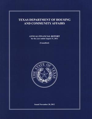 Texas Department of Housing and Community Affairs Annual Financial Report: 2012