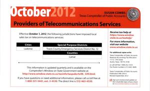 Primary view of object titled 'Providers of Telecommunications Services, October 2012'.