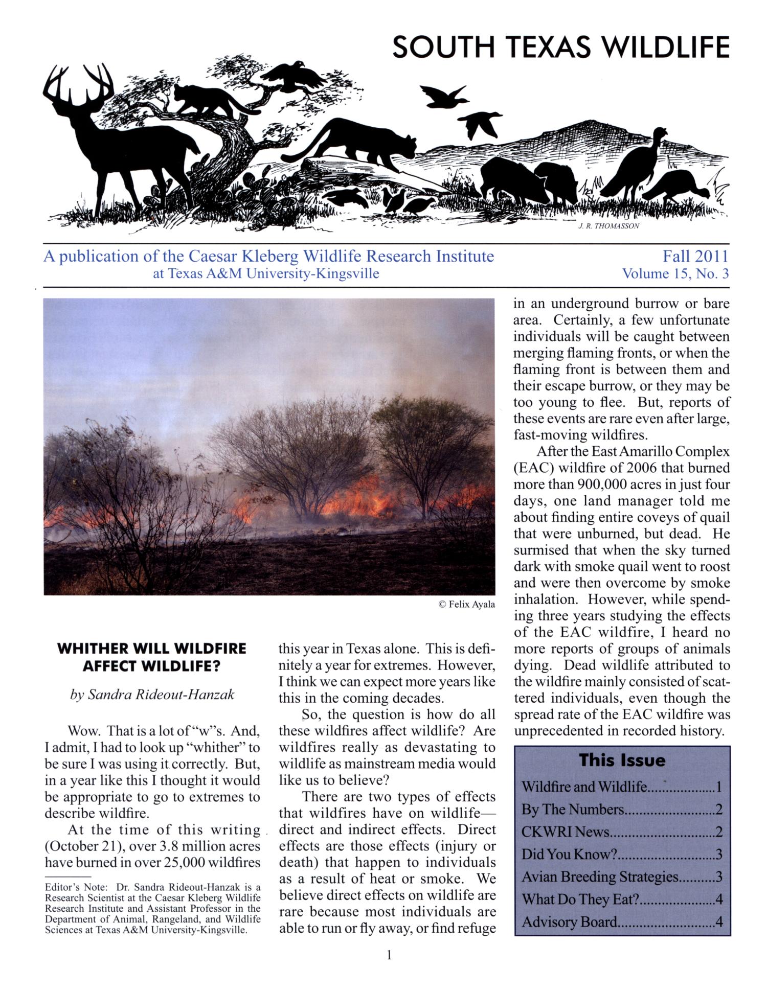 South Texas Wildlife, Volume 15, Number 3, Fall 2011
                                                
                                                    1
                                                