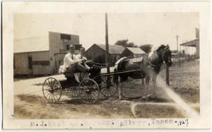 Primary view of object titled '[Two Lutheran Concordia College faculty members, M. J. Neeb and Carl August Fehr, sitting in horse-drawn wagon]'.