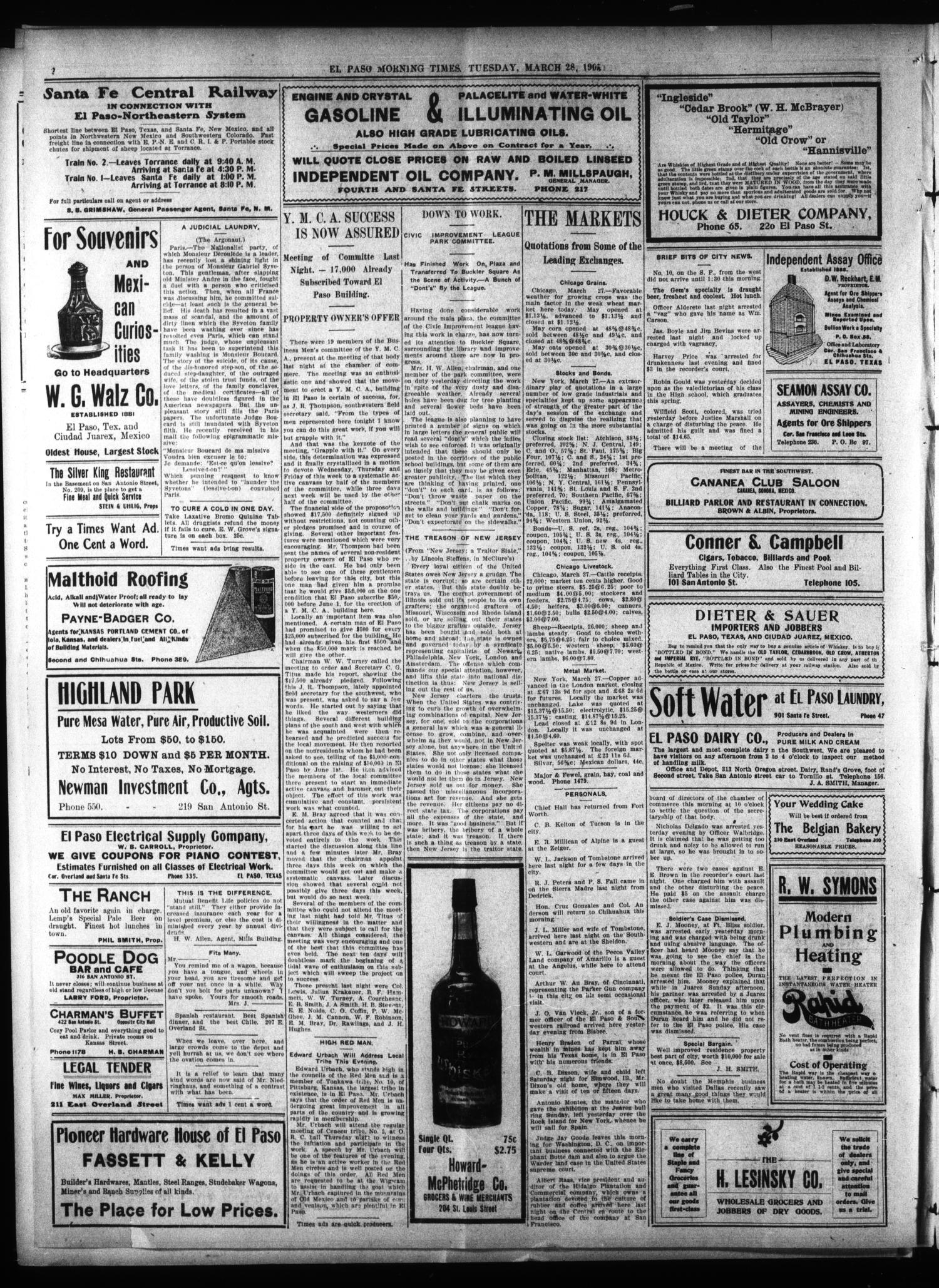 El Paso Daily Times (El Paso, Tex.), Vol. 25, Ed. 1 Tuesday, March 28, 1905
                                                
                                                    [Sequence #]: 2 of 8
                                                