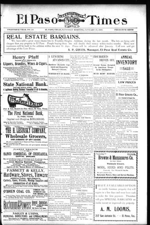 Primary view of El Paso International Daily Times (El Paso, Tex.), Vol. 20, No. 23, Ed. 1 Saturday, January 27, 1900