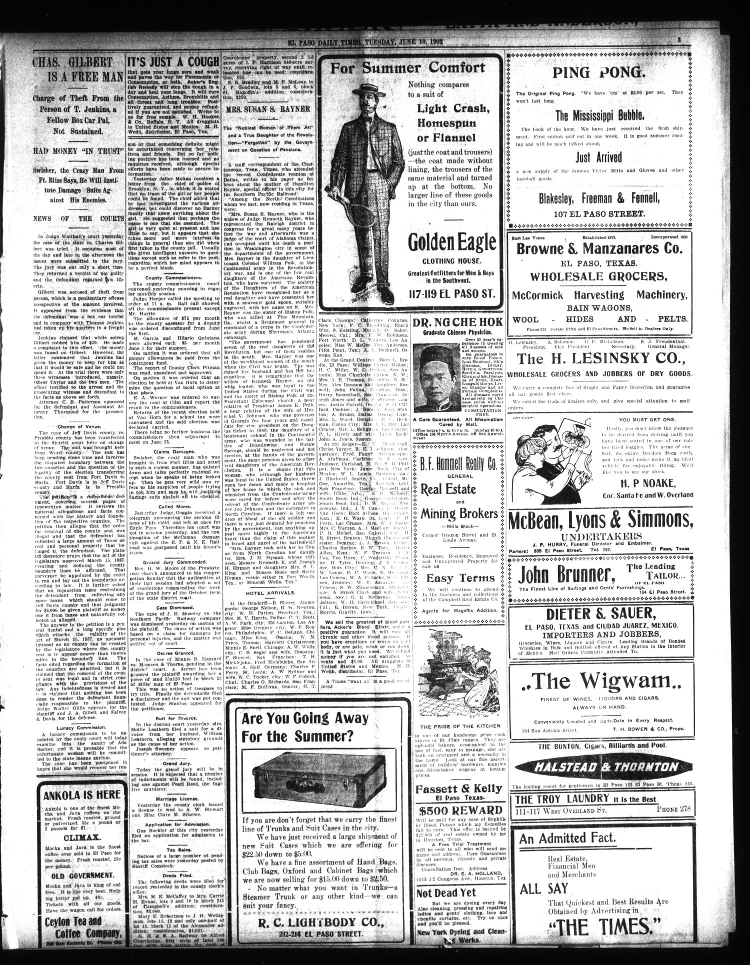 El Paso Daily Times. (El Paso, Tex.), Vol. 22, Ed. 1 Tuesday, June 10, 1902
                                                
                                                    [Sequence #]: 3 of 8
                                                