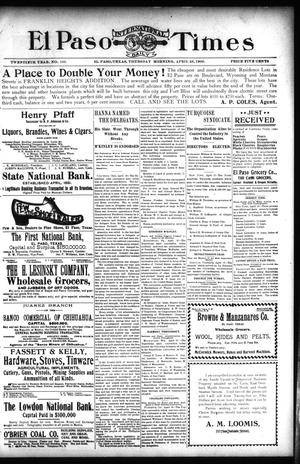 El Paso International Daily Times (El Paso, Tex.), Vol. 20, No. 103, Ed. 1 Thursday, April 26, 1900