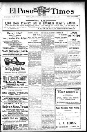 El Paso International Daily Times (El Paso, Tex.), Vol. 20, No. 27, Ed. 1 Thursday, February 1, 1900