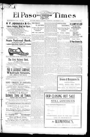 El Paso International Daily Times (El Paso, Tex.), Vol. 18, No. 288, Ed. 1 Saturday, December 3, 1898
