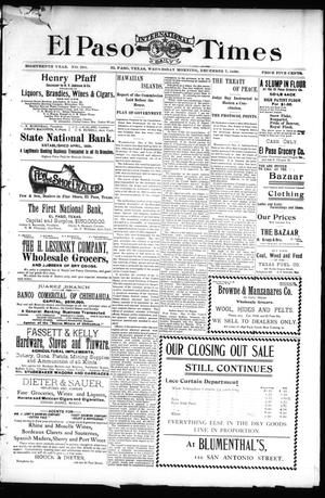 El Paso International Daily Times (El Paso, Tex.), Vol. 18, No. 291, Ed. 1 Wednesday, December 7, 1898