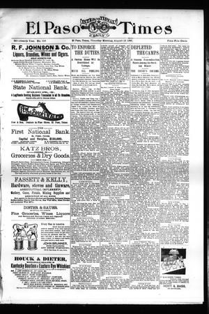 El Paso International Daily Times (El Paso, Tex.), Vol. 17, No. 196, Ed. 1 Thursday, August 19, 1897