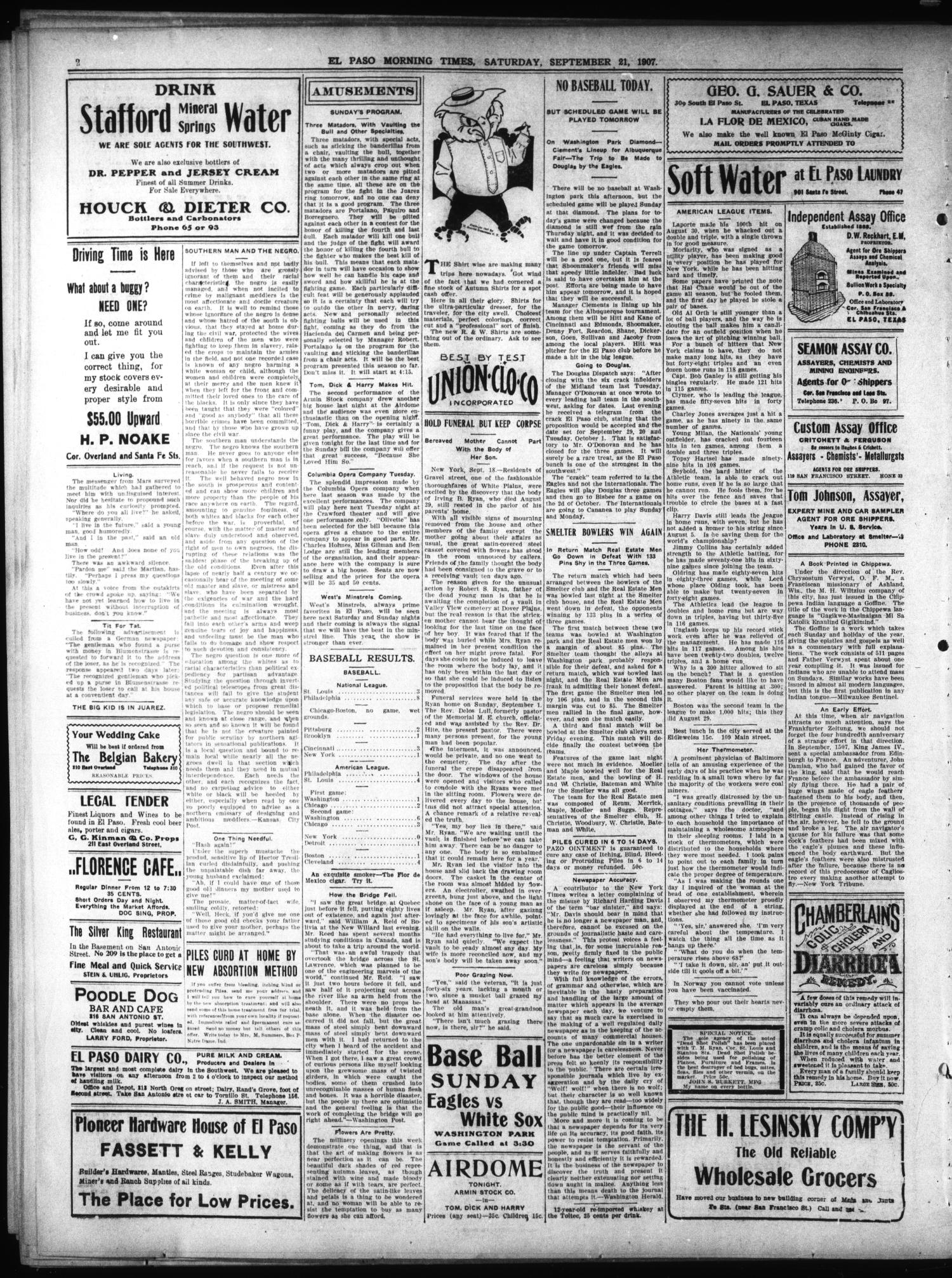 El Paso Daily Times (El Paso, Tex.), Vol. 27, Ed. 1 Saturday, September 21, 1907
                                                
                                                    [Sequence #]: 2 of 8
                                                