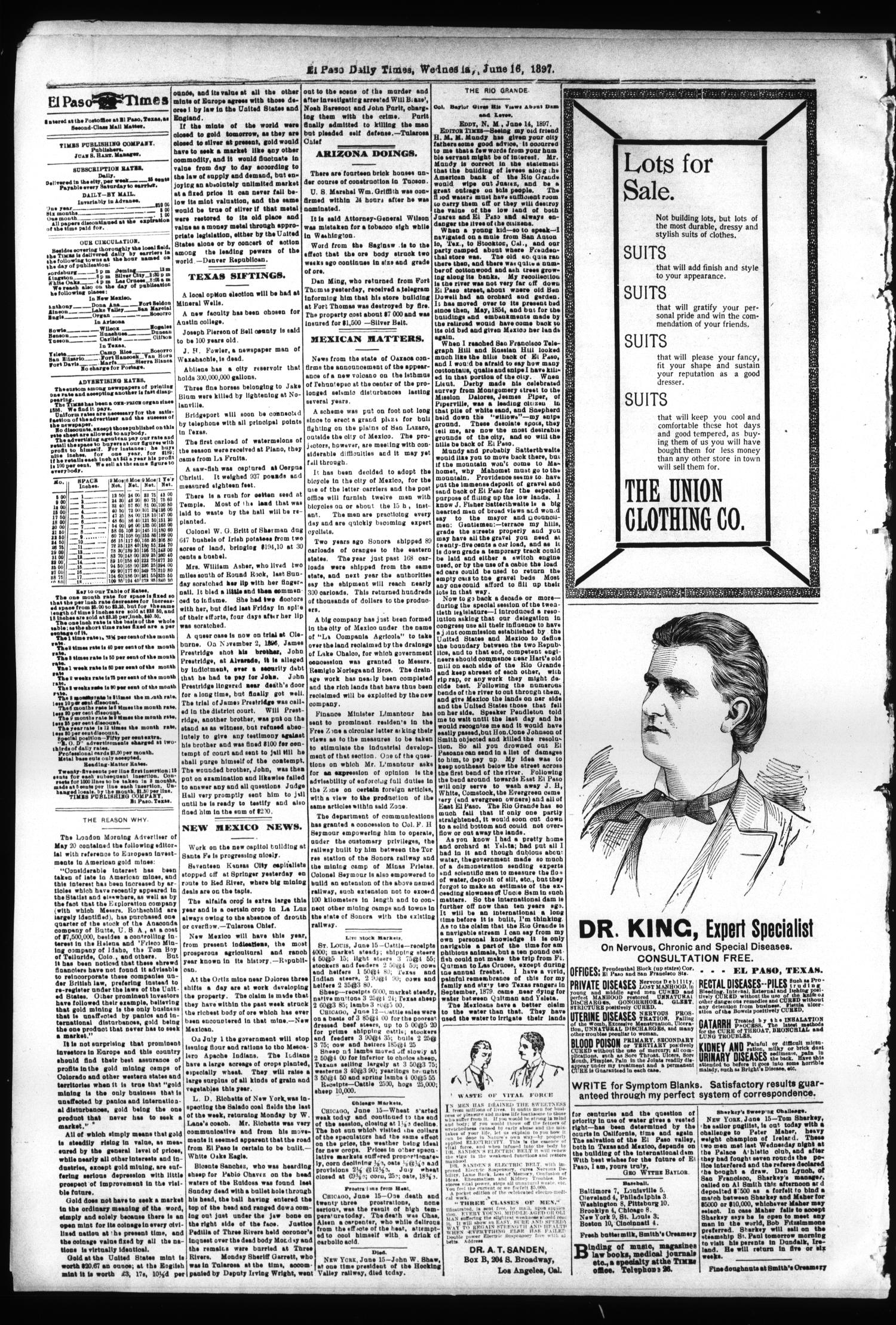 El Paso International Daily Times (El Paso, Tex.), Vol. 17, No. 142, Ed. 1 Wednesday, June 16, 1897
                                                
                                                    [Sequence #]: 2 of 4
                                                
