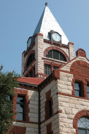 Erath County Courthouse, Stephenville, Clock tower detail