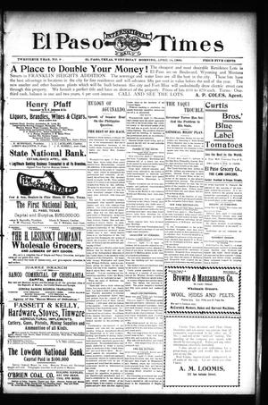 El Paso International Daily Times (El Paso, Tex.), Vol. 20, No. 9, Ed. 1 Wednesday, April 18, 1900
