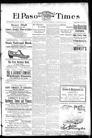 El Paso International Daily Times (El Paso, Tex.), Vol. 19, No. 31, Ed. 1 Sunday, February 5, 1899