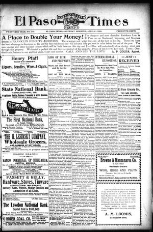 El Paso International Daily Times (El Paso, Tex.), Vol. 20, No. 105, Ed. 1 Saturday, April 28, 1900