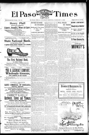 El Paso International Daily Times (El Paso, Tex.), Vol. 19, No. 30, Ed. 1 Saturday, February 4, 1899