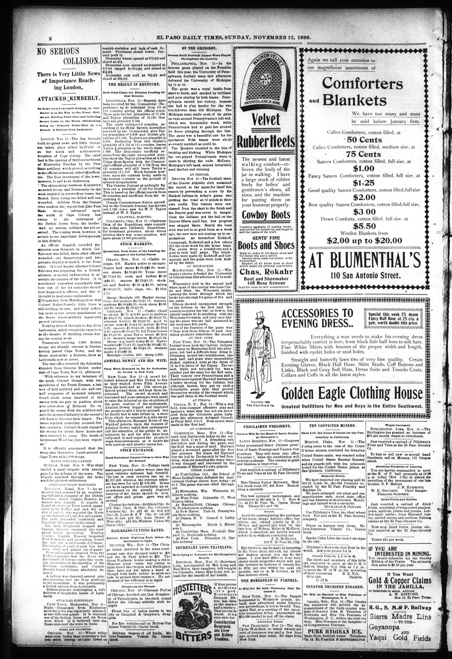 El Paso International Daily Times (El Paso, Tex.), Vol. 19, No. 275, Ed. 1 Sunday, November 12, 1899
                                                
                                                    [Sequence #]: 2 of 8
                                                