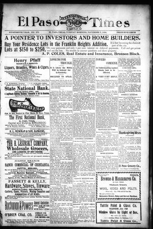 El Paso International Daily Times (El Paso, Tex.), Vol. 19, No. 270, Ed. 1 Tuesday, November 7, 1899