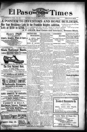 El Paso International Daily Times (El Paso, Tex.), Vol. 19, No. 272, Ed. 1 Thursday, November 9, 1899