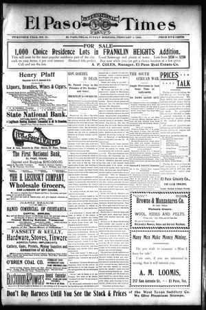 El Paso International Daily Times (El Paso, Tex.), Vol. 20, No. 30, Ed. 1 Sunday, February 4, 1900