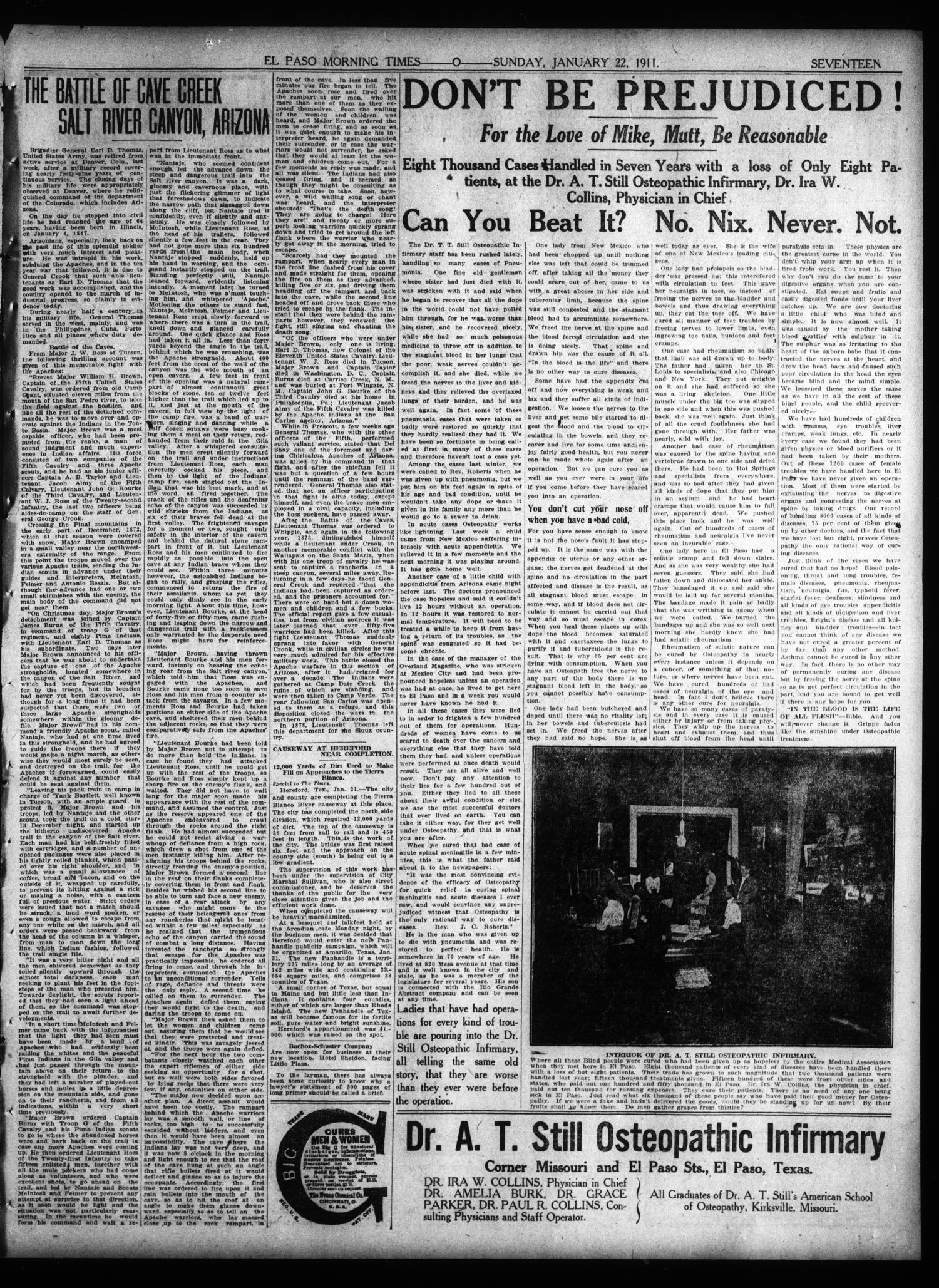 El Paso Morning Times (El Paso, Tex.), Vol. 31, Ed. 1 Sunday, January 22, 1911
                                                
                                                    [Sequence #]: 17 of 24
                                                