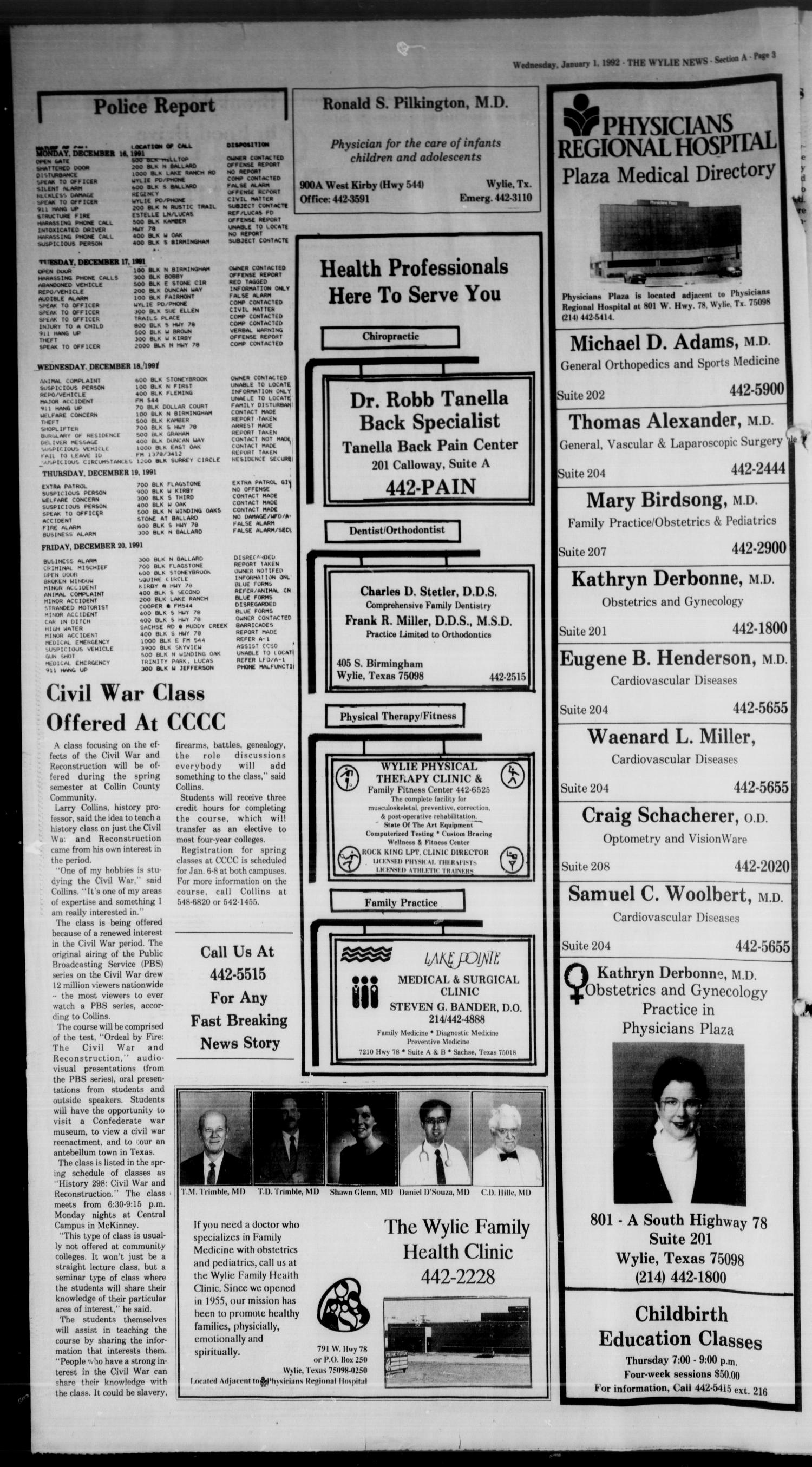 The Wylie News (Wylie, Tex.), Vol. 44, No. 30, Ed. 1 Wednesday, January 1, 1992
                                                
                                                    [Sequence #]: 4 of 12
                                                