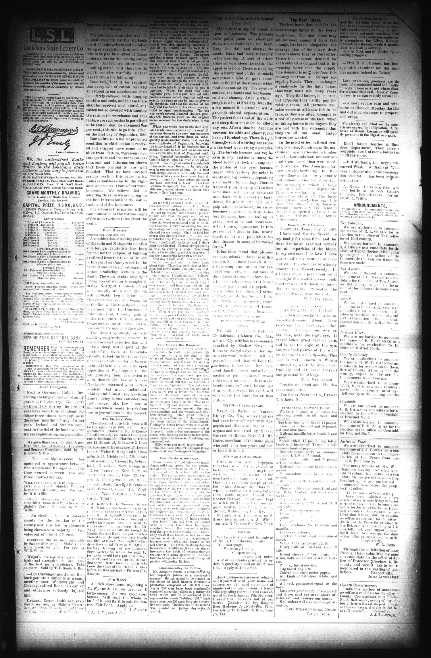 The Temple Weekly Times. (Temple, Tex.), Vol. 7, No. 22, Ed. 1 Saturday, June 30, 1888
                                                
                                                    [Sequence #]: 3 of 8
                                                