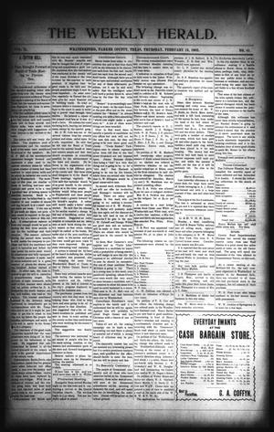 Primary view of object titled 'The Weekly Herald. (Weatherford, Tex.), Vol. 2, No. 41, Ed. 1 Thursday, February 13, 1902'.