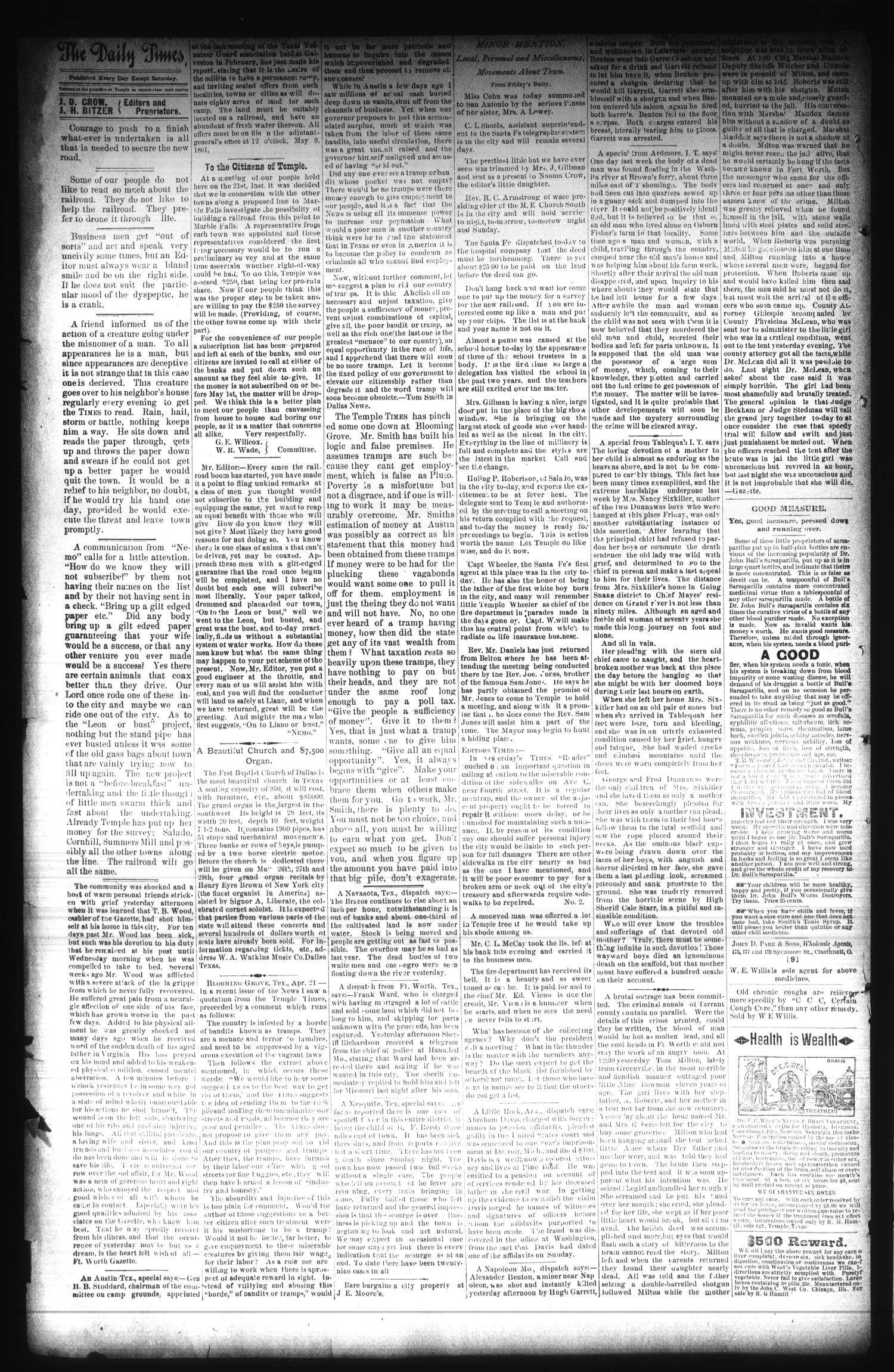 Temple Weekly Times. (Temple, Tex.), Vol. 10, No. 40, Ed. 1 Friday, May 1, 1891
                                                
                                                    [Sequence #]: 4 of 10
                                                