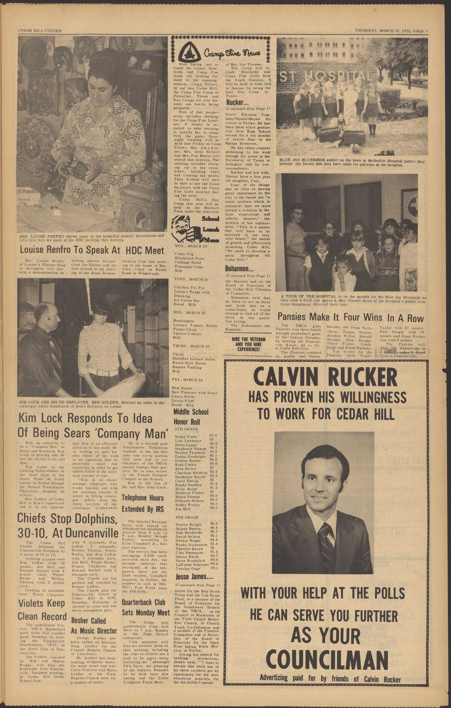 Cedar Hill Citizen (Cedar Hill, Tex.), Vol. 1, No. 28, Ed. 1 Thursday, March 16, 1972
                                                
                                                    [Sequence #]: 3 of 8
                                                