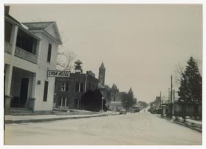 [Photograph of Lyon Hotel, Fire Station, and Courthouse]