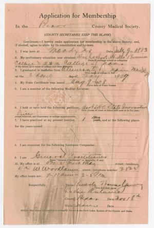 Primary view of object titled '[Medical Association Application: B. T. Young, MD]'.