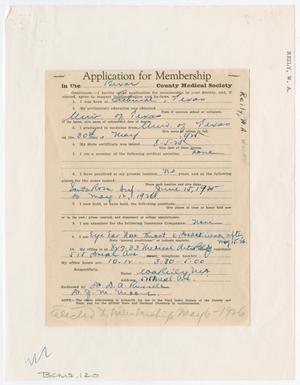 Primary view of object titled '[Medical Association Application: William A. Reily, MD]'.