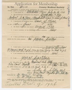 Primary view of object titled '[Medical Association Application: Collis B. Clifton, MD]'.