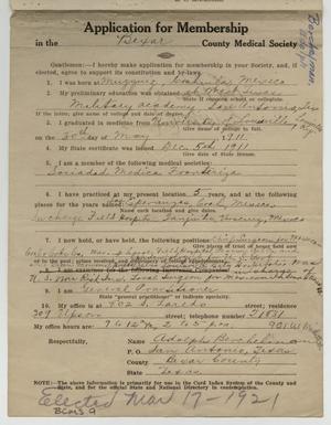 Primary view of object titled '[Medical Association Application: Adolph Berchelman, MD]'.
