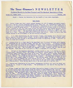 Primary view of object titled 'The Texas Fireman's Newsletter, Volume 6, Number 7, January 1967'.