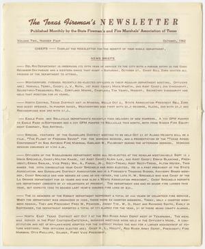 Primary view of object titled 'The Texas Fireman's Newsletter, Volume 2, Number 4, October 1962'.