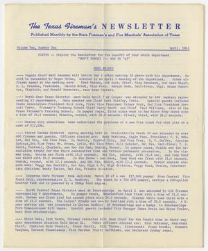 The Texas Fireman's Newsletter, Volume 2, Number 10, April 1963