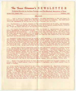 Primary view of object titled 'The Texas Fireman's Newsletter, Volume 5, Number 4, October 1965'.