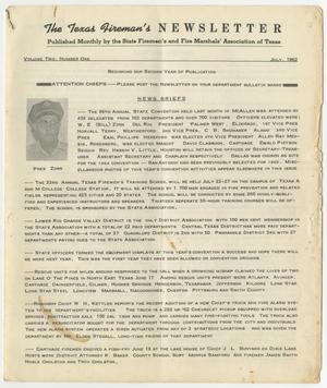The Texas Fireman's Newsletter, Volume 2, Number 1, July 1962