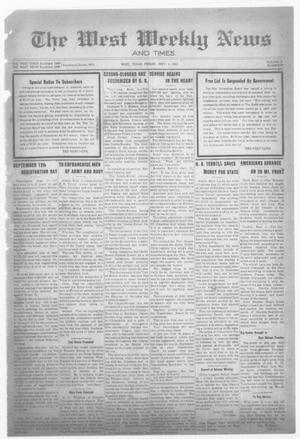 Primary view of object titled 'The West Weekly News and Times. (West, Tex.), Vol. 9, No. 48, Ed. 1 Friday, September 6, 1918'.