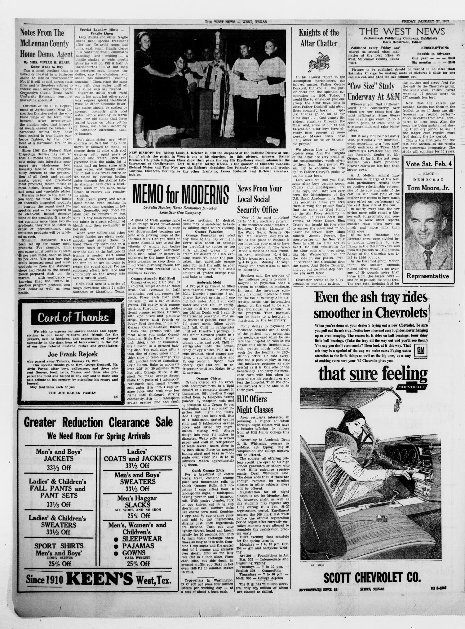 The West News (West, Tex.), Vol. 76, No. 40, Ed. 1 Friday, January 27, 1967
                                                
                                                    [Sequence #]: 4 of 8
                                                