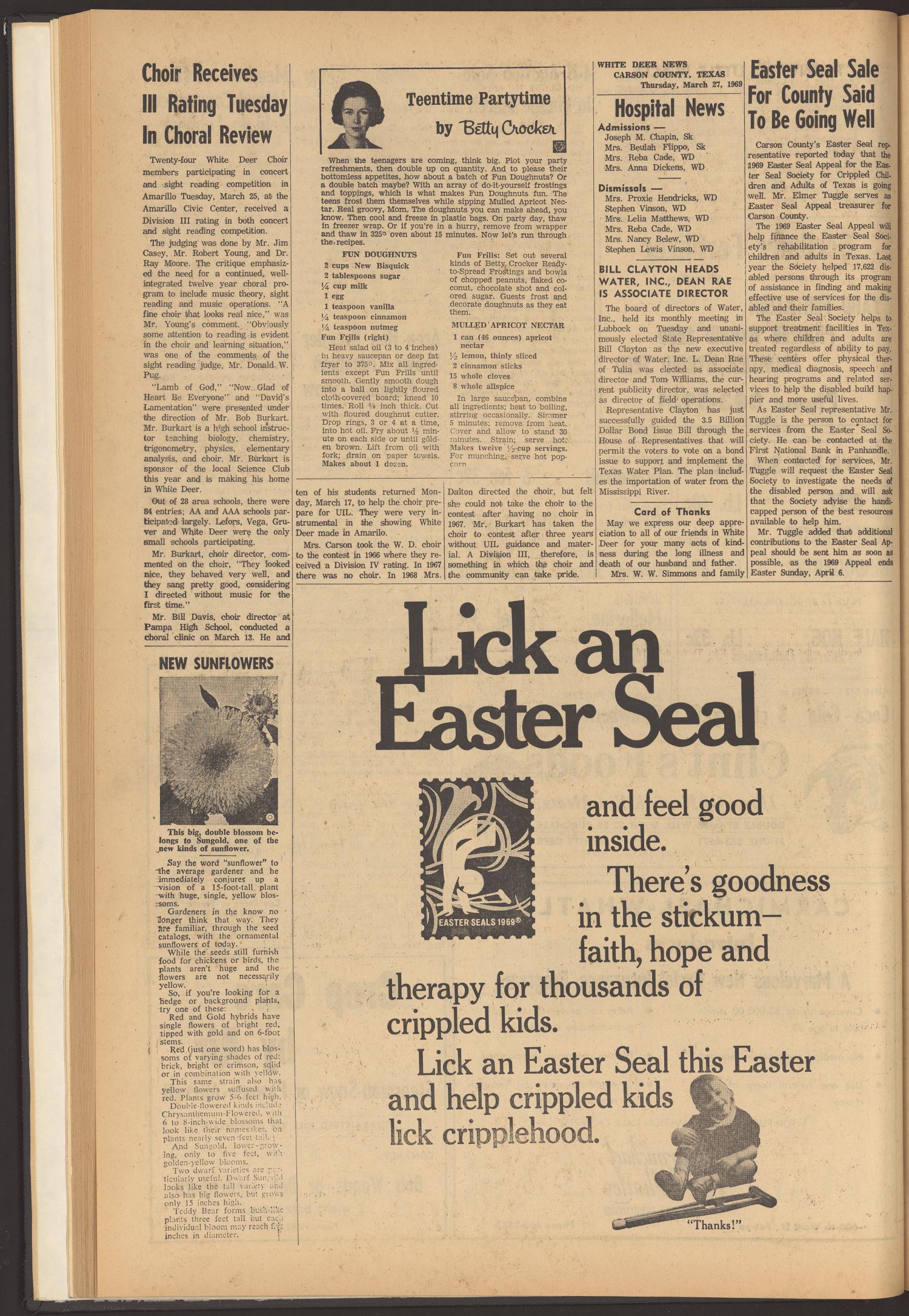 White Deer News (White Deer, Tex.), Vol. 10, No. 6, Ed. 1 Thursday, March 27, 1969
                                                
                                                    [Sequence #]: 4 of 8
                                                