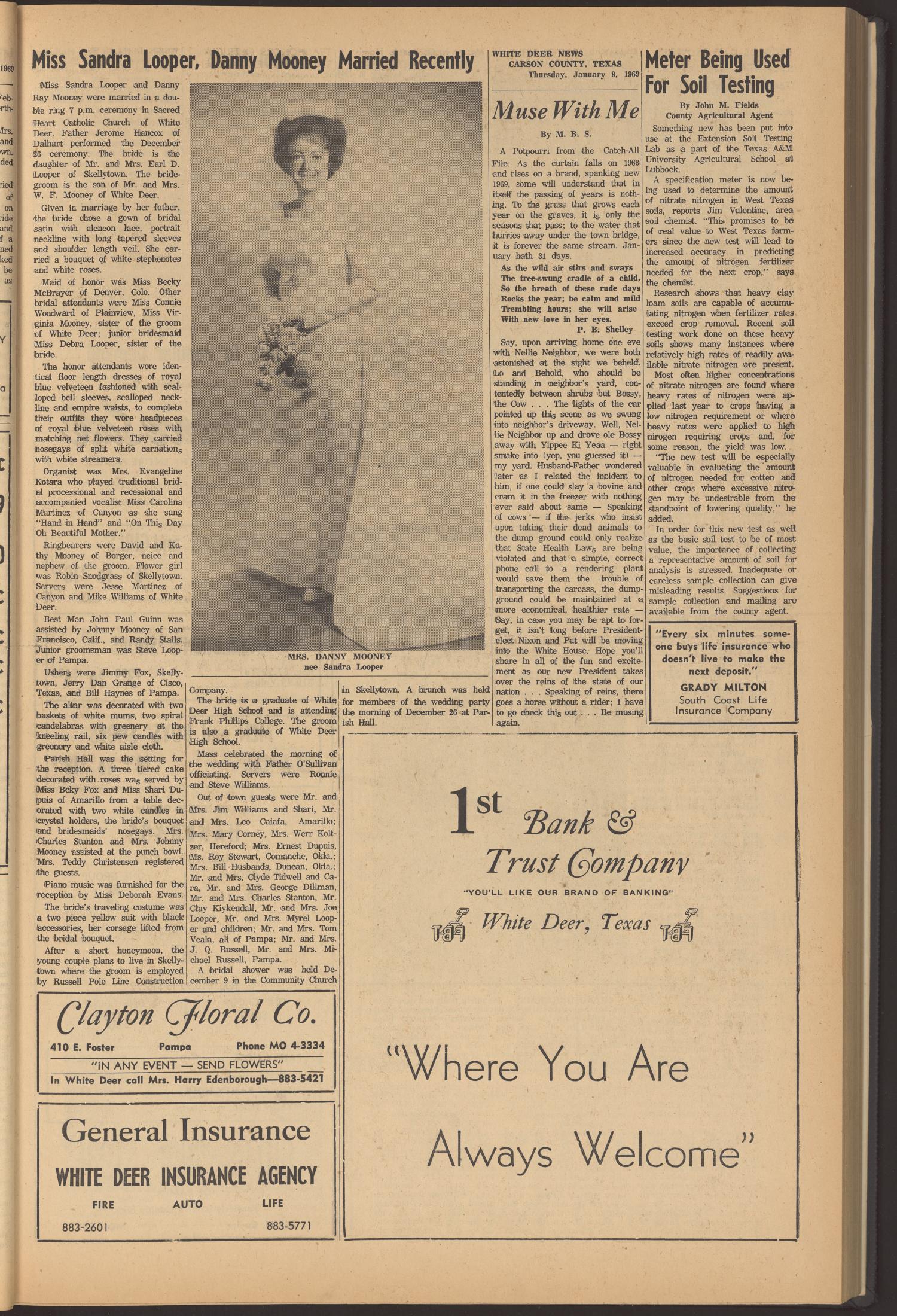 White Deer News (White Deer, Tex.), Vol. 9, No. 47, Ed. 1 Thursday, January 9, 1969
                                                
                                                    [Sequence #]: 3 of 8
                                                