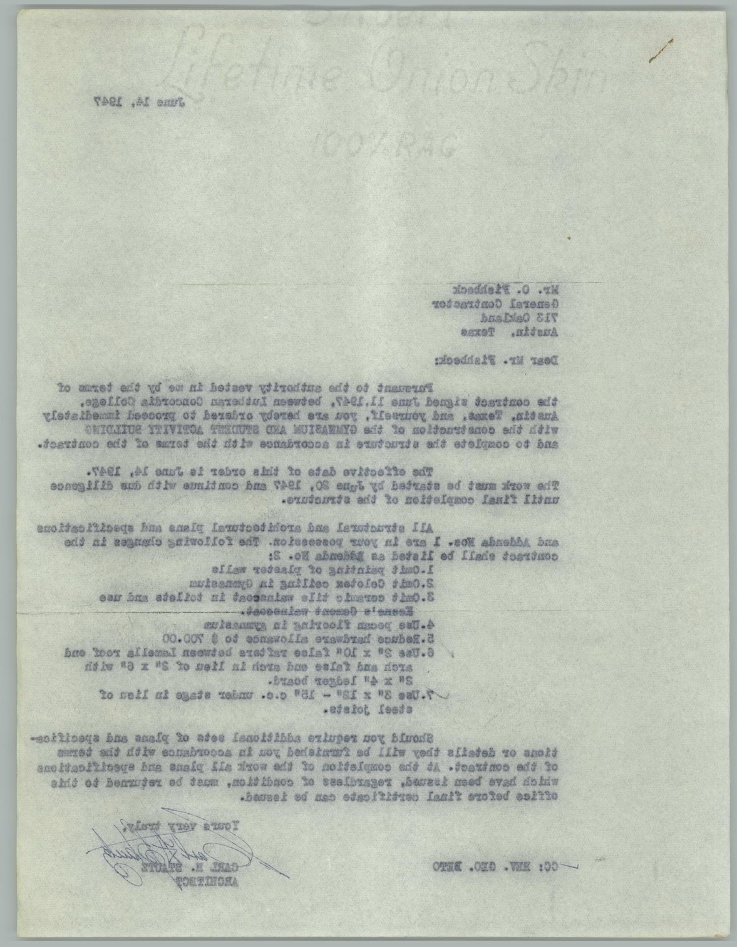 [Letters from Carl H. Stautz to Contractors, June 14, 1947]
                                                
                                                    [Sequence #]: 2 of 6
                                                