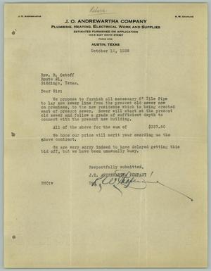 Primary view of object titled '[Letter from J. O Andrewartha Company to R. Osthoff, October 12, 1928]'.