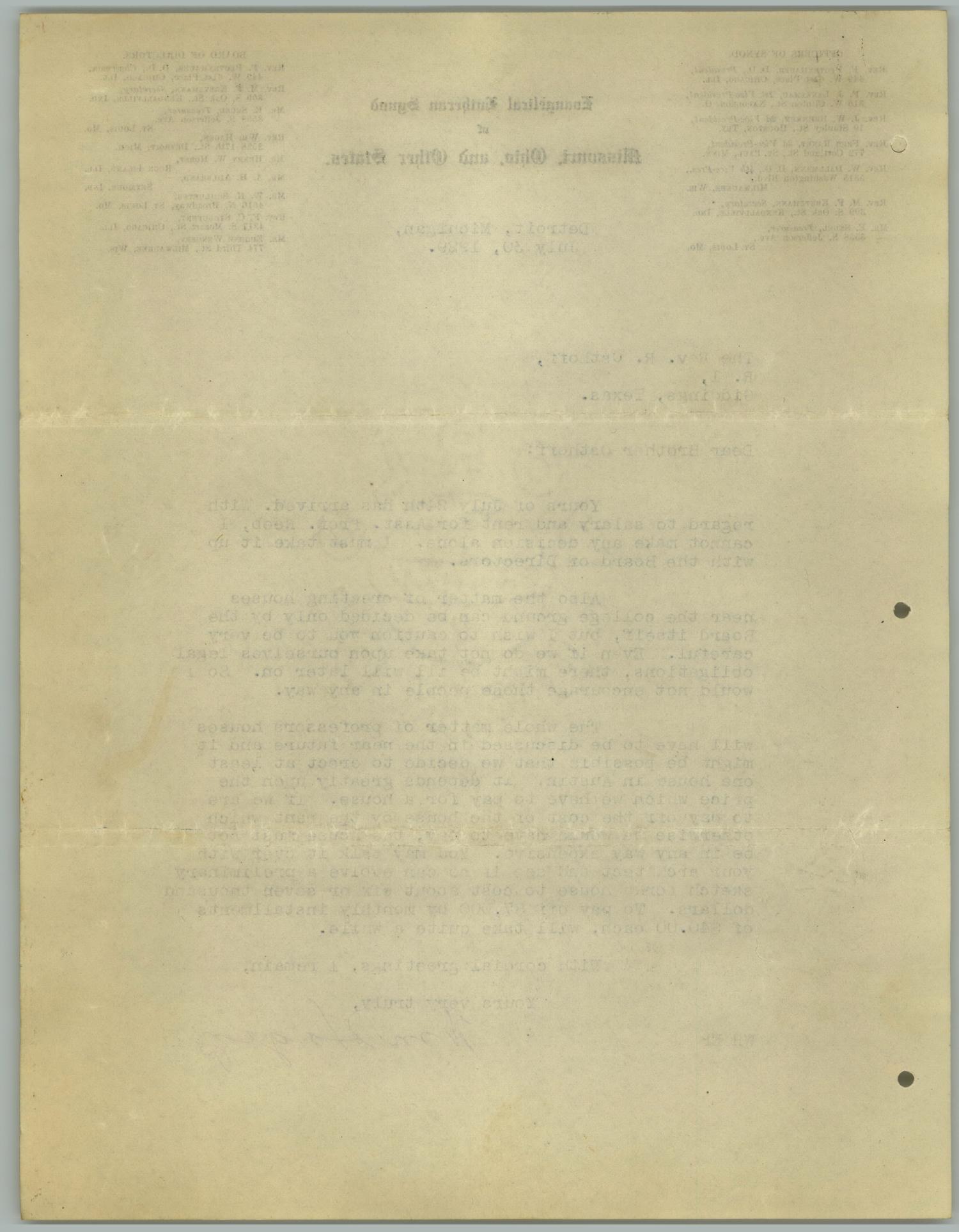 [Letter from William Hagen to the Reverend R. Osthoff, July 30, 1929]
                                                
                                                    [Sequence #]: 2 of 2
                                                