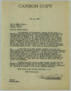 [Letter from Theo W. Eckhardt to H. Fehr, October 4, 1929]